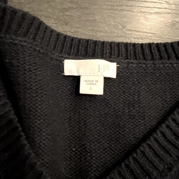 J. Jill Scottish Dog Intarsia Sweater Black Cotton Wool Blend Size Large - Picture 4 of 7